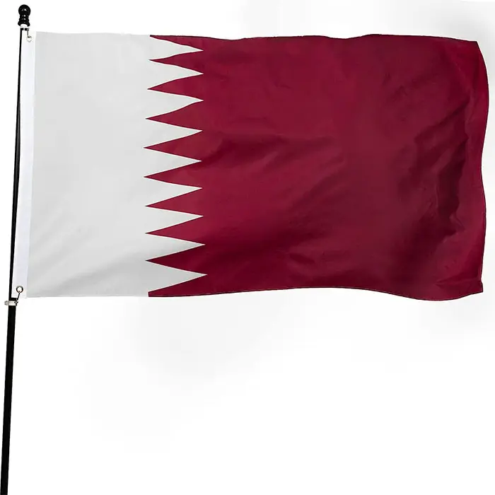 카타르 국기 더블 스티치 3x5Ft 대형 100D 폴리에스터 퇴색 방지 야외 실내 집 장식 배너