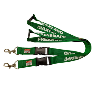 Custom Logo Dark Green <b>Polyester</b> <b>Lanyard</b> with Double-sided Print & Custom Woven Label Safety Buckle - Product Image 1