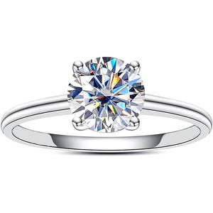 925 Sterling Zilveren Ringen Rond Gesneden Solitaire Moissanite Belofte Ringen Verloving Trouwringen Moissanite Ringen Voor Vrouwen - Product Image 1