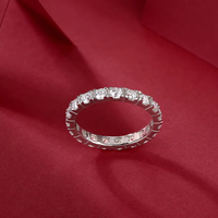 Bague d'éternité en argent S925 SGARIT avec moissanite, plaquée or blanc 18 carats, 1,9 carats au total, diamant de 3,0 mm, bague de fiançailles et de mariage