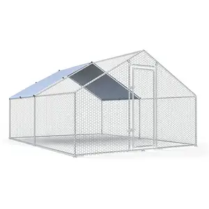 Chilochilo 20 'poulailler de haute qualité grand stylo de maison de poulet en métal en plein air pour cage de volaille de 20 poulets