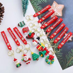 Portachiavi <span class=keywords><strong>natale</strong></span> in pvc 3D cartone animato in gomma morbida Babbo <span class=keywords><strong>Natale</strong></span> alce pupazzo di neve albero di <span class=keywords><strong>natale</strong></span> portachiavi bambola anno nuovo decorazione portachiavi - Product Image 3