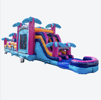 Parcours d'obstacles aquatique gonflable Teal Rippling Rush de 30 pieds pour le plaisir estival et les attractions des parcs d'attractions