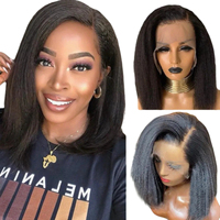Perruques Bob Lace Front Transparentes Kinky Straight Pré-Pluckées 100% Cheveux Humains Noir Naturel Plusieurs Longueurs Disponibles