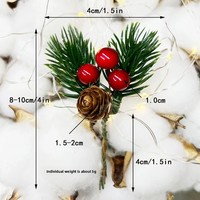 Decoración Navideña, Adorno Redondo de Madera Artificial con Piñas Rojas, Accesorios para Cajas de Regalo DIY, Agujas de Yiwu