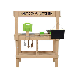 Cuisine de jardin en bois avec évier, tableau noir et étagères de rangement - Cuisine de jeu pour enfants pour des jeux imaginatifs - Product Image 2