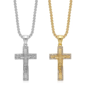 สร้อยคอจี้รูปไม้กางเขนประดับเพชรคิวบิกเซอร์โคเนียสีทองอร่าม สะท้อนความศรัทธาสำหรับการแสดงออกที่มุ่งมั่น - Product Image 2