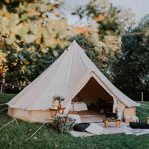 Tenda Yurt da Esterno Impermeabile, Tenda <span class=keywords><strong>Tepee</strong></span> di Lusso Facile da Montare per Campeggio Familiare, Tenda in Tela Glamping con Tettoia per Stufa - Product Image 1