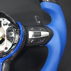 Volante de Coche de Cuero Azul y Fibra de Carbono para <span class=keywords><strong>BMW</strong></span> F10 F11 F20 F21 F30 F31 F34 F32 F33 F36 F20 F22 F23 F48 M3 M5 Serie <span class=keywords><strong>E</strong></span> - Product Image 3