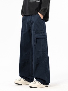 Pantaloni <span class=keywords><strong>Cargo</strong></span> da Uomo Primaverili Nuovi con Tasche Multiple a Vita Media, Stile Americano, Vestibilità Larga, Casual, Gamba Dritta, in Cotone - Product Image 2