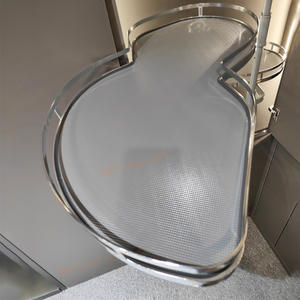 Étagère de rangement <span class=keywords><strong>d</strong></span>'<span class=keywords><strong>angle</strong></span> pour armoire de <span class=keywords><strong>cuisine</strong></span>, tiroir coulissant rotatif double couche pour casseroles et bols, design moderne et simple, pour garde-manger - Product Image 5