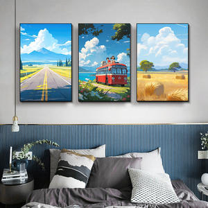 Scenario di cartone animato bellissimo soggiorno appeso dipinto <span class=keywords><strong>camera</strong></span> dei bambini <span class=keywords><strong>camera</strong></span> da letto parete pittura del comodino - Product Image 2