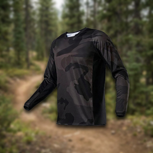 Maillot de Ciclismo MTB Personalizado con Estampado de Camuflaje por Transferencia Térmica, 100% Poliéster, Transpirable y que Absorbe la Humedad, Marca Fettle Fit - Product Image 3