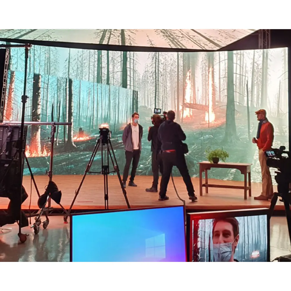 Raybo Tela flexível interna para filmagem em cores VFX VR VP XR, parede de estúdio de produção virtual para palco, parede com LED