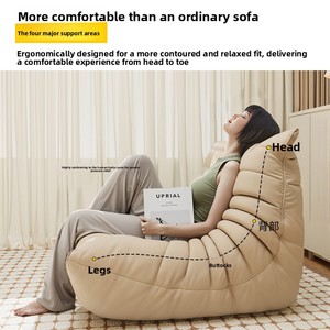 Sofá Caterpillar para Personas que Aman Descansar, Ideal para Dormir en una Sola Plaza, Popular en Internet, para Sala de Estar, Balcón, Tatami Informal, Tapizado en Lino - Product Image 2