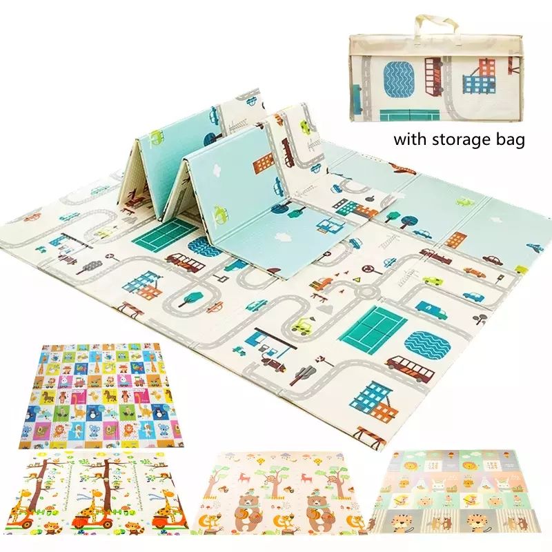Легкий водонепроницаемый двухсторонний коврик для ползания из вспененного полиэтилена, Образовательный детский складной коврик