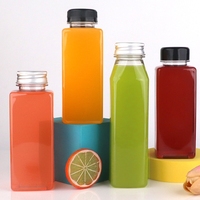 250ml forme de corps unique carré rond pour jus boisson eau boisson tasse vide jetable clair Pet bouteilles en plastique avec bouchon
