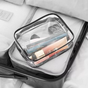 Clear PVC Cosmetic Bag With Zipper Closure Small Portable <b>Makeup</b> <b>Case</b> For Travel Simple Style Waterproof Design - Product Image 1