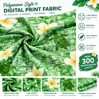 Tissu extensible 4 directions en polyester et élasthanne à imprimé numérique tortue polynésienne, idéal pour les robes et shorts d'inspiration insulaire - Meilleures ventes