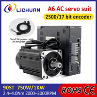 A6 220V 3/4A 2000/2500/3000rpm 750/1000W Kit de contrôleur de servomoteur 2.4/3.5/4N.m AC Kit de pilotes de servomoteur pour Robot industriel