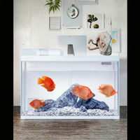 Aquarium en verre rectangulaire HD écologique 30L intelligent pour bureau avec contrôle WIFI, boîte d'alimentation, lumière et filtre