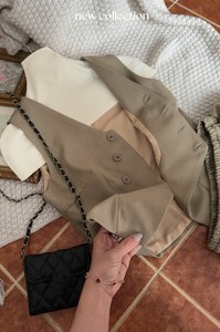 Conjunto de Chaleco Ghillie Marrón con Pantalones Cortos, Estilo Casual, Sin Mangas, Cuello en V, Mezcla de Lino, Tejido, Muestra Disponible, Uso Diario - Product Image 6