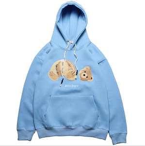 Sweat à capuche unisexe personnalisé avec broderie d'ours, multicolore (noir/bleu/rose), streetwear surdimensionné, coupe-vent, écologique - Product Image 6