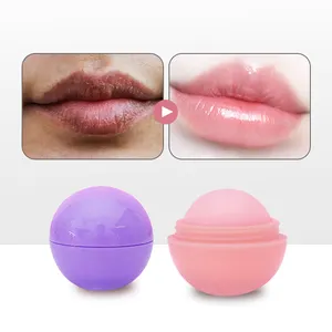 Logotipo personalizado Vegano Orgánico Cuidado de los labios Hidratante Chapstick Etiqueta privada Crema de labios Exfoliante Púrpura Bola redonda Bálsamo labial