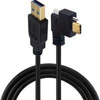 Câble de connexion de données USB3.1 Type-C vers USB3.0 mâle plaqué or, coudé à 90 degrés, pour caméra industrielle, avec panneau de verrouillage, longueurs 3m, 2m, 1m, 0.3m