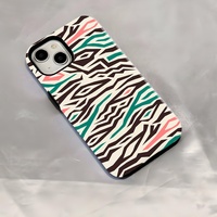 Coque de protection antichoc fine en TPU et PC rigide, compatible avec 18 modèles, motif rayé, esthétique mignonne, pour femmes et filles