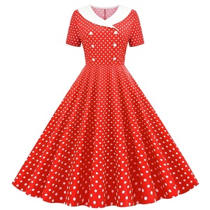 Robes de bal rockabilly vintage des années 50 et 60, robes de soirée évasées à manches des années 1950, vêtements de fête à pois, robe swing - Product Image 5