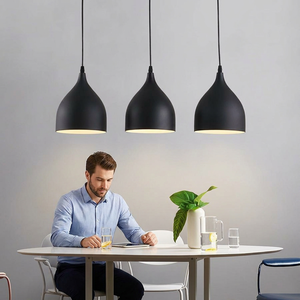Minimalist Black Pendant <b>Lights</b> Round Metal <b>Ceiling</b> Mount Indoor Dining Room Lighting Fixture - Product Image 1