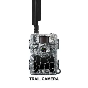 Câmera de trilha para caça 4g, visão noturna, aplicativo de controle em nuvem, para natureza selvagem, painel solar