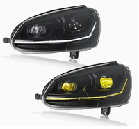 LKS 03-11 pour Golf 5 – Kit de modification de phares avec feux de jour LED bicolores Golden Eye et feux de circulation diurne dynamiques 12V 55W