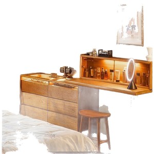 Solid Wood Dressing Table <b>Cherry</b> Wood Integrated Vanity With Mirror Bedroom Furniture Set - Product Image 5