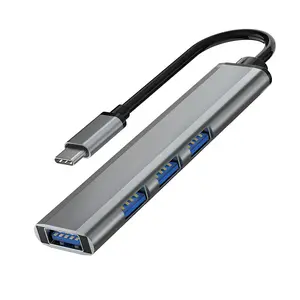 Özelleştirilebilir Logo Mini alüminyum OTG USB C/2.0 4-Port Hub 5Gbps şerit HUB PC ve Smartphone için küçük miktar üretim