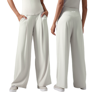 Pantalones Deportivos de Cintura Alta con Logotipo Personalizado, Ligeros, de Nailon/Spandex para Mujer, Cintura Elástica, Pierna Recta, Ajuste Holgado, para Yoga - Product Image 1