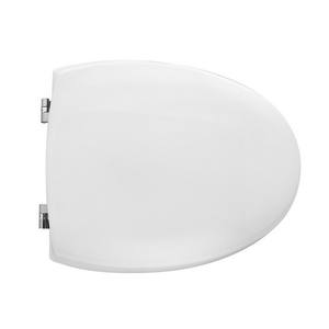 Siège de toilette rond en plastique blanc, design minimaliste, pour salle de bain, charnières traversantes - Product Image 1