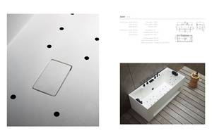 Baignoire spa de luxe pour adultes Baignoires de massage en pierre artificielle blanche autoportantes avec jacuzzier - Product Image 5