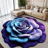 Tapis en velours cristal à motif floral irrégulier, style chinois moderne - Tapis antidérapant pour salon, tapis de chevet facile à nettoyer pour chambre à coucher