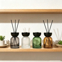 Bouteille diffuseur en verre coloré de 150 ml avec couvercle en bois, vide, pour diffuseur à bâtonnets, décoration parfumée pour la maison et l'hôtel