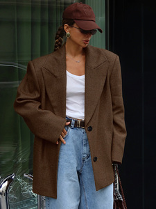 <span class=keywords><strong>Blazer</strong></span> de gama alta para mujer de otoño e invierno, chaqueta de traje de longitud media <span class=keywords><strong>Retro</strong></span> americana, suelta, informal, estilo Perezoso - Product Image 2