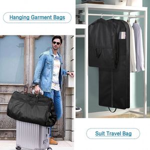 Sacs de vêtements en non-tissé suspendus en gros, housses anti-poussière pour costumes et robes, sacs à vêtements en tissu noir avec fermeture éclair - Product Image 3