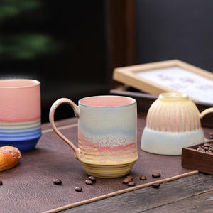 Taza de Cerámica Vintage con Degradado de Color para Té, Café y Postres, Ideal para el Hogar, Restaurantes, B&B y Parejas - Tazas y Platillos - Product Image 3