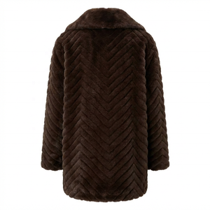 Cappotto Lungo da Donna Zeyu in Finta Pelliccia di Visone, Spesso, Tinta Unita, Scollo a V, <span class=keywords><strong>Estetica</strong></span> Premium Cappotto in Ecopelliccia Caldo, Ecologico e Antivento - Product Image 6