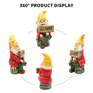 Figurine de jardin en résine peinte à la main, gnome avec chapeau en forme de champignon rouge et petite fleur escargot, décoration toute l'année, vente en gros - Product Image 5