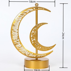 Lampada da Tavolo Islamica Dorata per Ramadan con Motivo a <span class=keywords><strong>Stella</strong></span> e Luna Crescente, Luci LED Decorative - Product Image 6