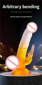 Grand gode en caoutchouc naturel avec un design réaliste en cristal artificiel coloré, matériau en silicone souple - Product Image 4