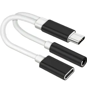 Jmax 2 in 1 Earphone Audio Adapter USB C Type-C to 3.5mm Jack Aux Charger Adapter Connector