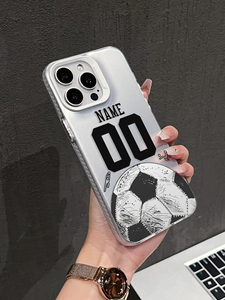 <span class=keywords><strong>Coque</strong></span> de téléphone iPhone <span class=keywords><strong>personnalisable</strong></span> avec nom et numéro, impression de football, <span class=keywords><strong>coque</strong></span> antichoc réfléchissante argentée compatible avec 17/16/15/14/13 Pro Max - Product Image 4
